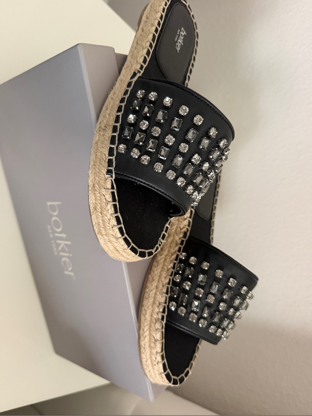 Botkier Black Jeweled Espadrille Slides Sz 7,5 Brand new